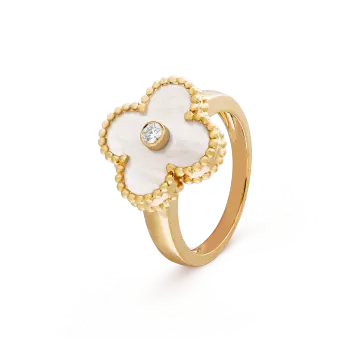 Nhẫn Vancleef Hoa Trắng Đính Kim Cương