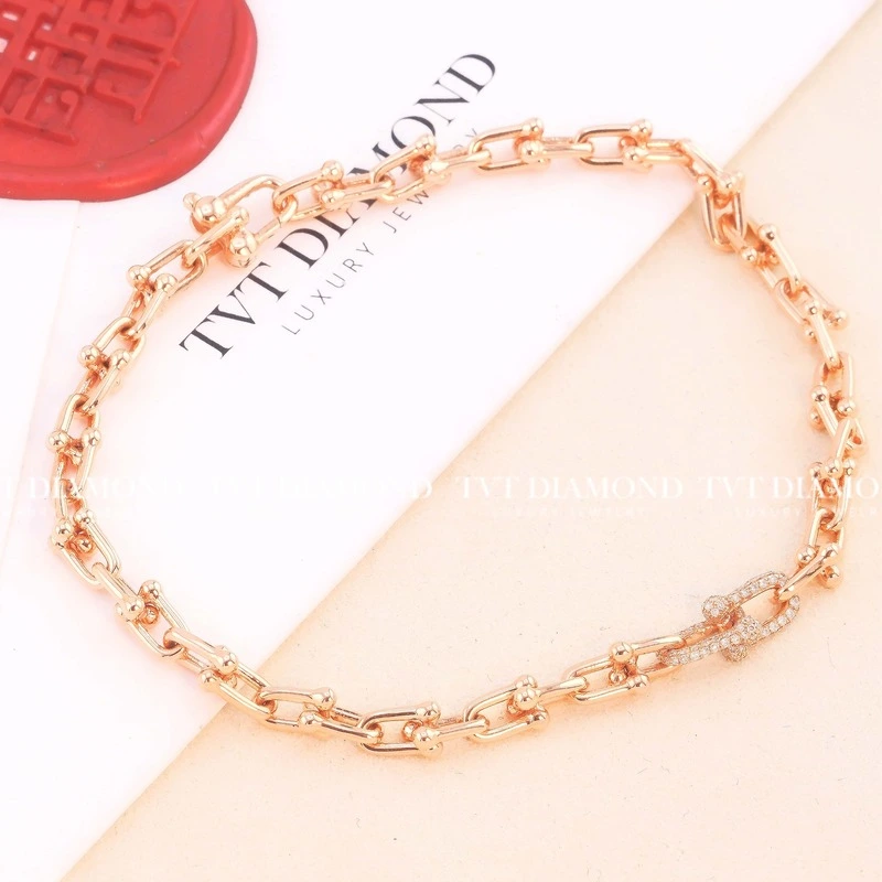 Lắc tay Tiffany xích đính kim vàng hồng