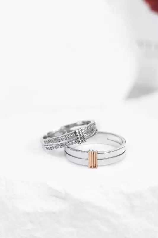 Nhẫn Cưới Vàng Trắng, 48 Kim Cương - TVT Diamond - G301563