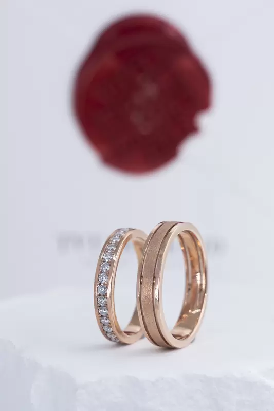 Nhẫn Cưới Vàng Hồng, 32 Kim Cương - TVT Diamond - G301635