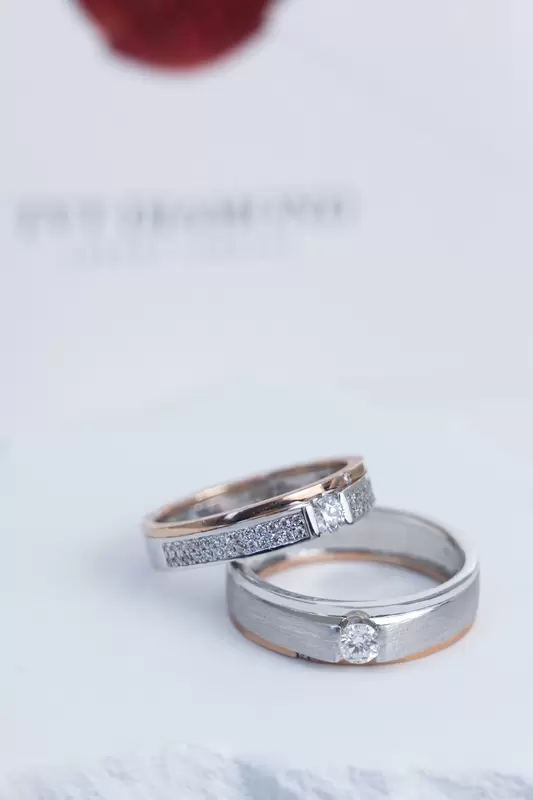 Nhẫn Cưới Vàng Hồng Mix Trắng, 58 Kim Cương - TVT Diamond - G302672